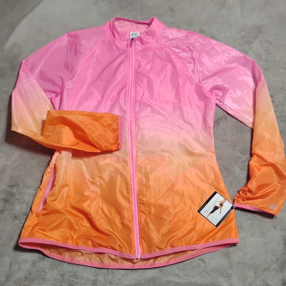 VSX Victorias Secret Sexy Sport Reflective Ombre Windbreaker Pink Orange NWT $89